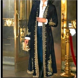 Soft Surroundings RARE Heritage black velvet embellished duster- XS